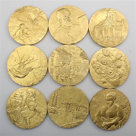 Lot Of 9 Gold Plated Vincent Van Gogh Franklin Mint Coins Property Room