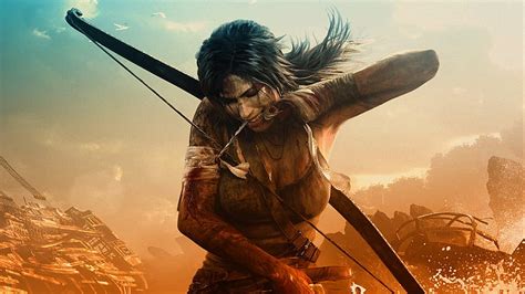 Online Crop Hd Wallpaper Tomb Raider Lara Croft Portrait Bows