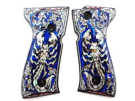 Mother Of Pearl Inlay Beretta 92fs Grips Blue Scorpion Buy Online In
