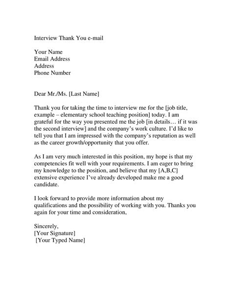 Free Printable Thank You Email After Interview Examples Subject Line