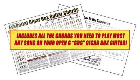 Essential Cigar Box Guitar Chords For Open G GDG Color 12x18 Inch