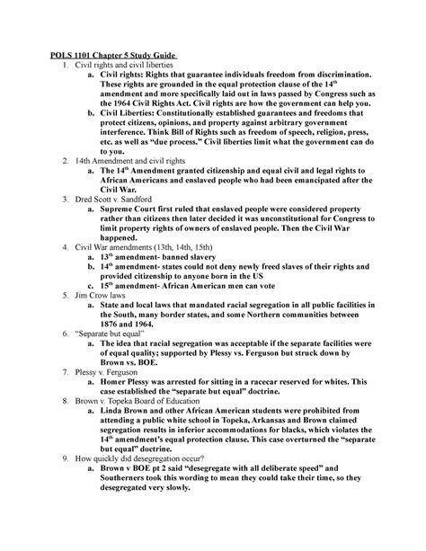 Pols 1101 Test 2 Study Guide Pols 1101 Chapter 5 Study Guide 1 Civil