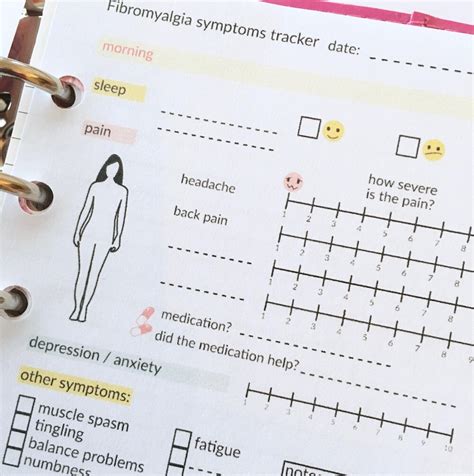 Pain Tracker Instant Download Printable Personal Fibromyalgia Symptoms