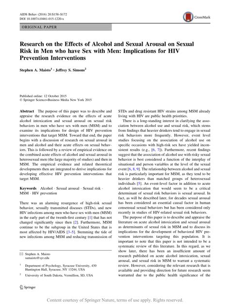 research on the effects of alcohol and sexual arousal on sexual risk in men who have sex with