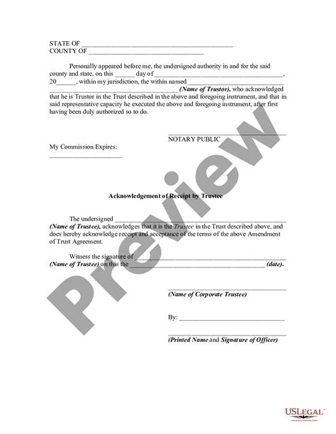 General Form Of Amendment Of Trust Agreement How To Write An