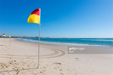 Surf Lifesaving Flag On The Gold Coast Australia High-Res Stock Photo