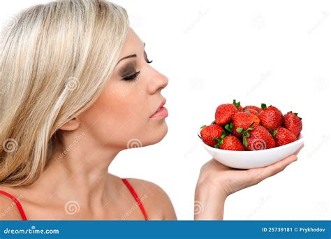 Blonde Girl With Strawberries Stock Image Image Of Beautiful Healthy 25739181