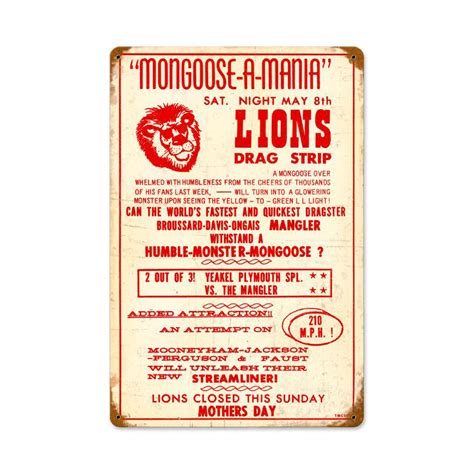 Lions Drag Strip Vintage Sign Garage Art