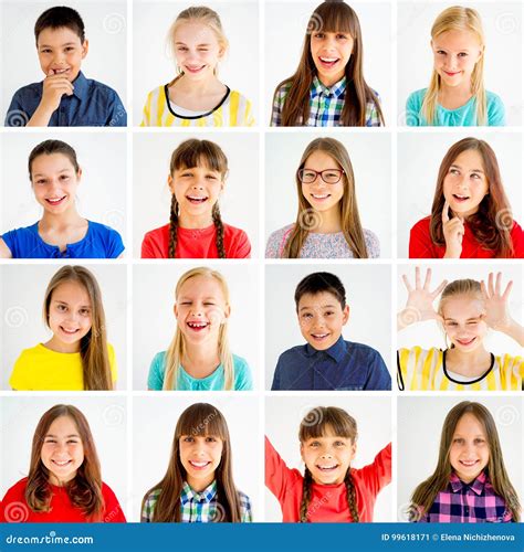 Kids Emotions Collage Stock Image Image Of Male Smiling 99618171