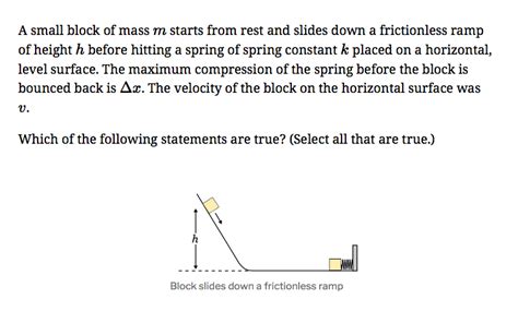 Solved A Small Block Of Mass M Starts From Rest And Slides