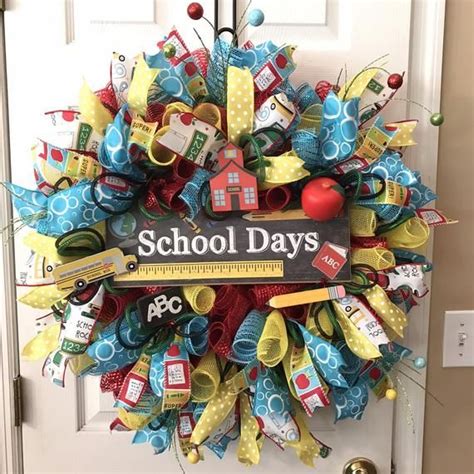 Teacher Appreciation Wreath Back To School Deco Mesh Wreath Etsy