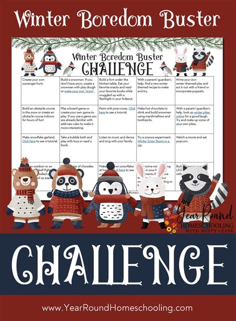 Winter Boredom Buster Challenge Year Round Homeschooling