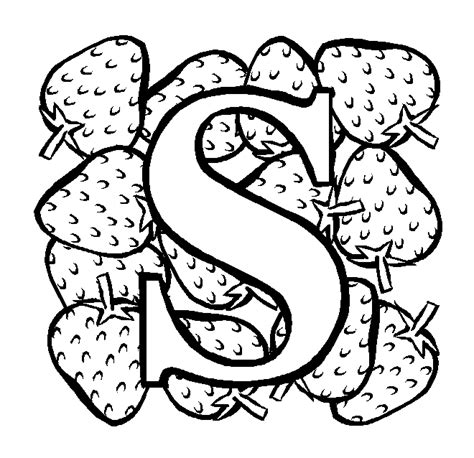 Bubble letter coloring pages & numbers. Letter S Strawberry coloring page