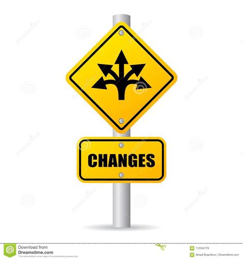 Changes Ahead Vector Road Sign Stock Vector - Illustration of icons, crossing: 112354779