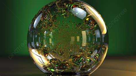 متوهجة الكرة الزجاجية الخضراء عمل فن التصميم الفركتلي بريان نيكولسريس فن ثلاثي الأبعاد مع كرة