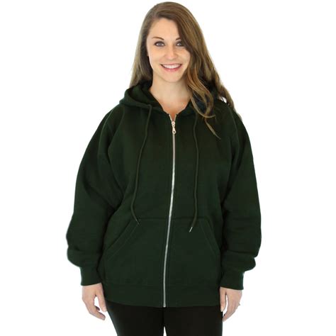 100 Heavy Cotton Womens Fleece Full Zip Hoodie Jacket Made In Canada