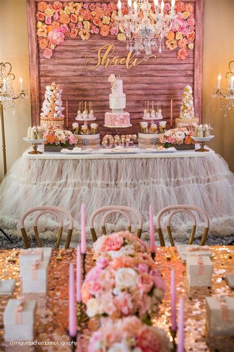 Karas Party Ideas Party Setup Dessert Table From A Pink Gold 1st