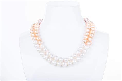 Multi Color Double Strand Layer Freshwater Pearl Necklace 10mm Pearl Rack