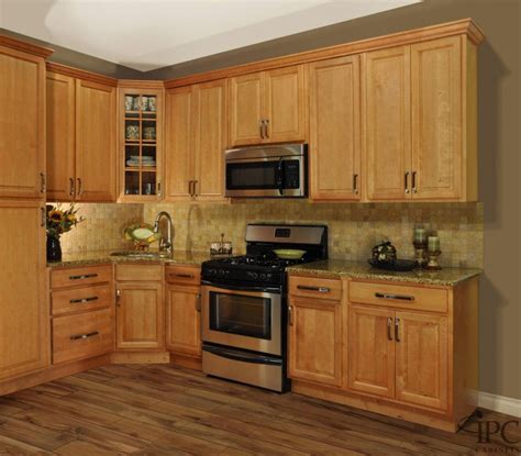 Gorgeous Golden Oak Kitchen Cabinets With Round Stainless Steel