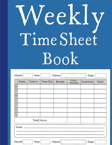 Buy Weekly Time Sheet Book Employee Time Log Book Work Hours Log