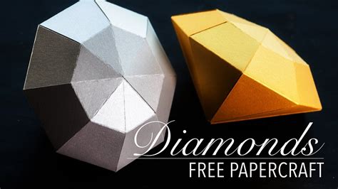 Free Papercraft Pdf Template Diamonds Tutorial Youtube