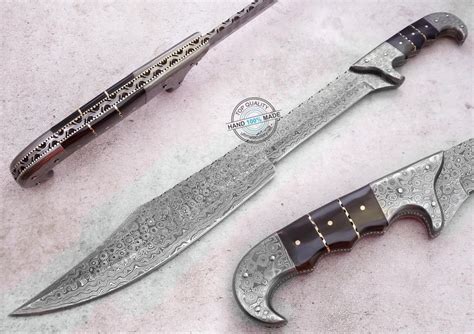 2150 Custom Made Damascus Steel Full Tang 300 Spartan Sword Knife