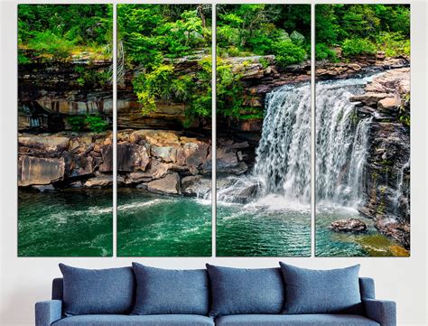 Waterfall Canvas Forest Waterfall Forest Canvas Print Etsy