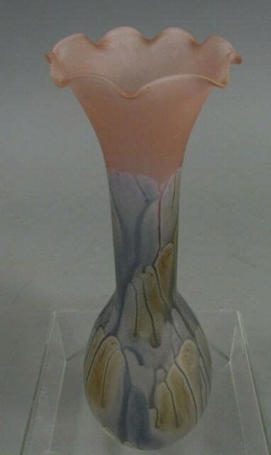 Rueven Glass By Nouveau Art Glass Company Long Neck Scallop Rim Vase Ca 20th C Ebay