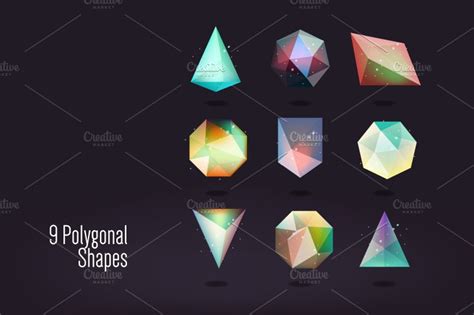 9 Polygonal Shapes ~ Graphic Objects ~ Creative Market