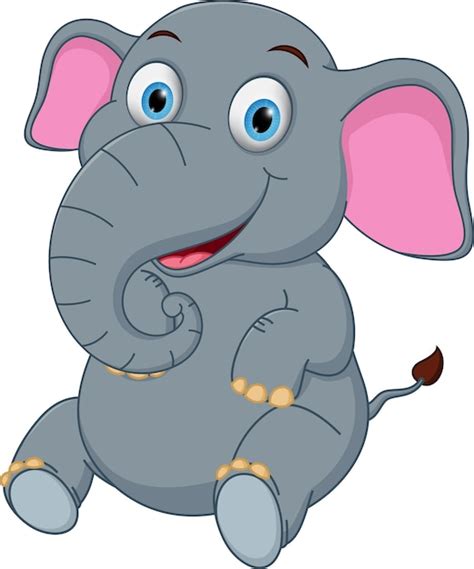 Elefante Bonito Dos Desenhos Animados Sentado Vetor Premium