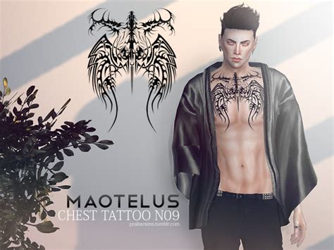 Sims 4 Ccs The Best Maotelus Chest Tattoo By Pralinesims