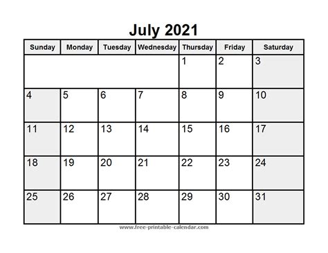 They are free and ready to print, in a4 or letter. Printable July 2021 Calendar - Free-printable-calendar.com