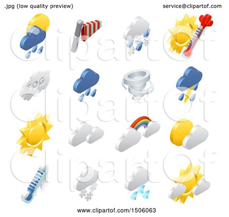 These can be used in website landing page, mobile app, graphic design projects, brochures, posters etc. Clipart of 3d Isometric Weather Forecast Icons - Royalty ...