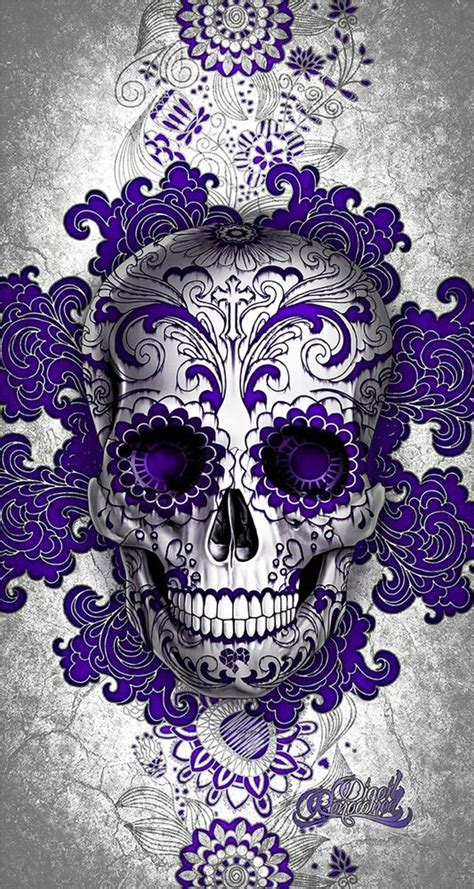 Digoil Renowned Floral Sugar Skull Purple Sugar Skulls Wallpaper And