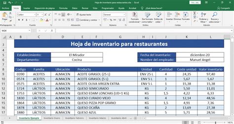 Hoja De Inventario Para Restaurantes Plantilla Excel Gratis Sexiz Pix