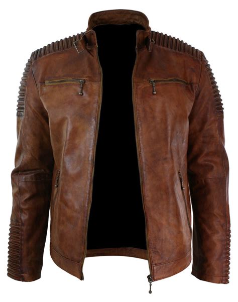 Vintage Motorcycle Distressed Brown Cafe Racer Leather Jacket The