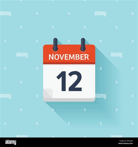 November 12 Vector Flat Daily Calendar Icon Date And Time Day Month