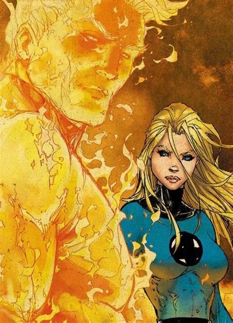 Human Torch Johnny Storm And His Sister The Invisible Woman Sue Storm