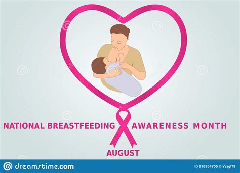 August National Breastfeeding Awareness Month Flat Vector Illustration