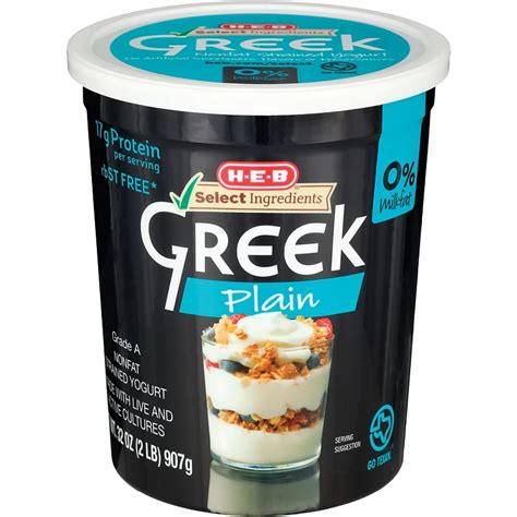 H E B Select Ingredients Non Fat Plain Greek Yogurt Shop Yogurt At H E B