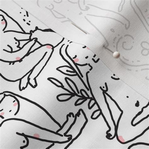 Beautiful Women Naked Girls Sketchy Fabric Spoonflower