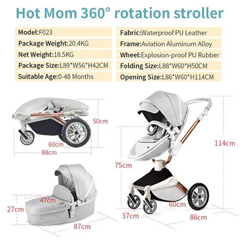 Buy Hot Mom Baby Stroller Rotation Function Travel System Grey