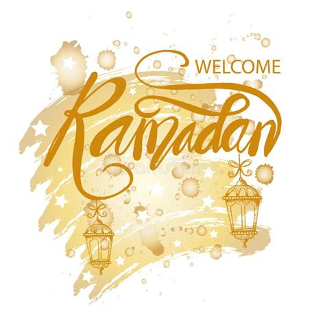 Welcome Ramadan Mosque And Vector Crafted Design Stock Illustration