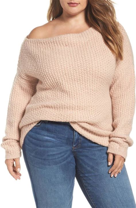 Plus Size Off The Shoulder Sweater Slouchy Sweater Outfits Off