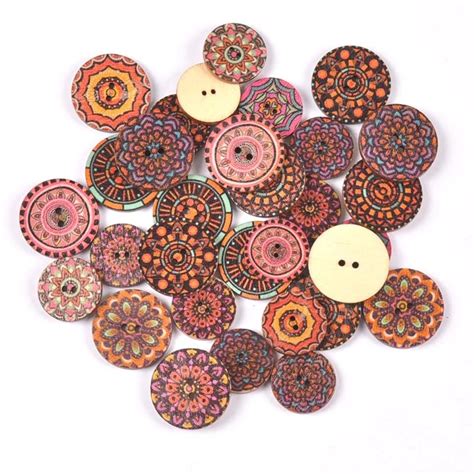 50pcs Purple Tone Wooden Buttons 2 Holes 2025mm Mixed For Diy Etsy