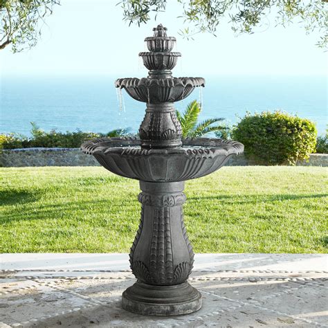 Italian Outdoor Floor Water Fountain With Light Led 56 34 4 Tier Yard
