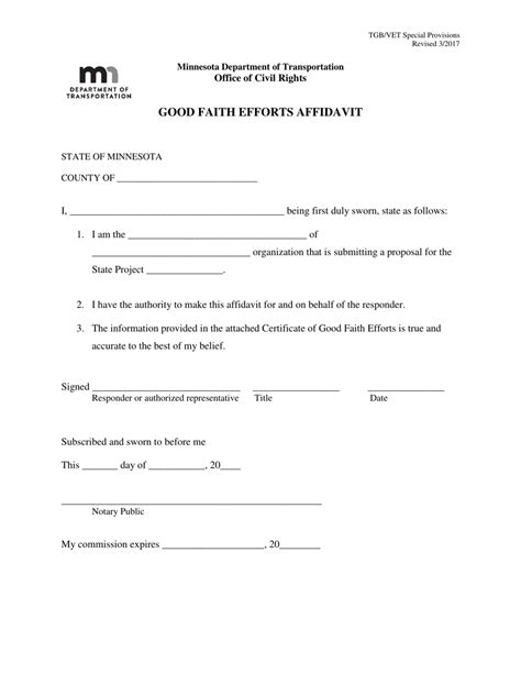 Minnesota Good Faith Efforts Affidavit Form Fill Out Sign Online And