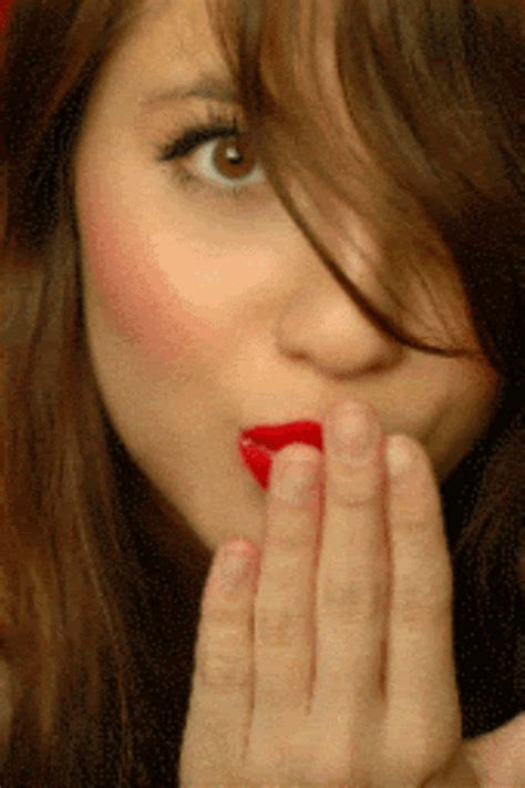 Girl With Red Lipstick Flying Kiss 