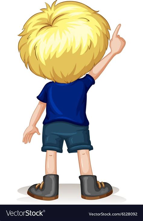 Back Of Little Boy Pointing Up Vector Image On Vectorstock In 2020