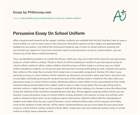 Persuasive Essay On School Uniform 400 Words